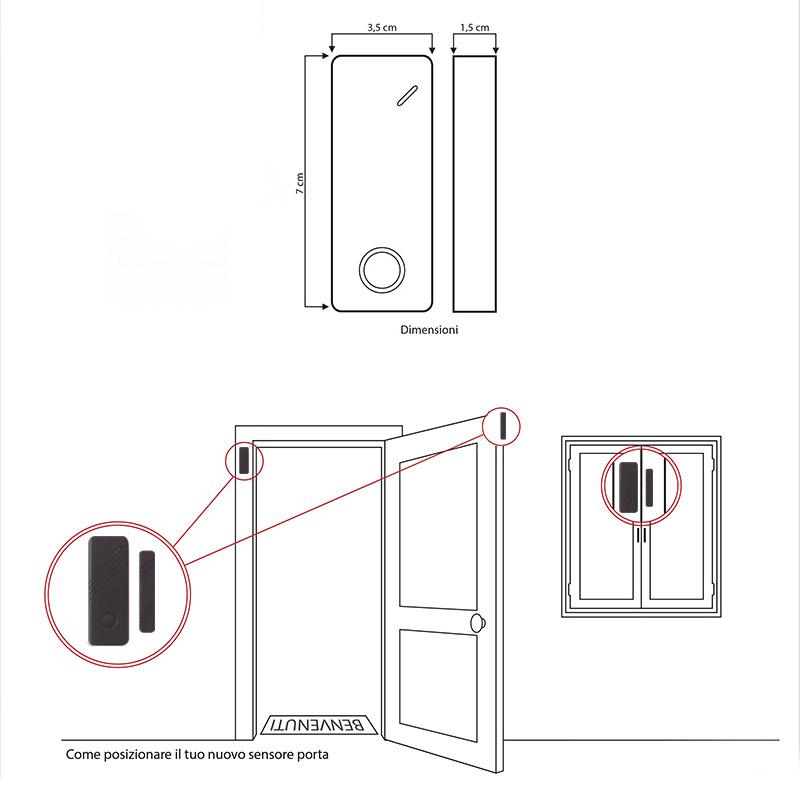 SENSORE MAGNETICO PORTE FINESTRE SENZA FILI WIRELESS MARRONE – WallMall –  La tua casa in buone mani