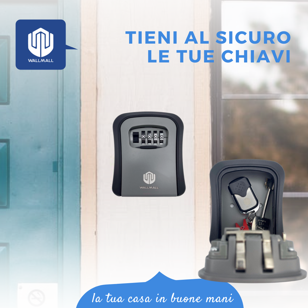 CASSETTA DI SICUREZZA PER CHIAVI, INTERNI/ESTERNI, COMBINAZIONE A 4 CIFRE,  RESISTENTE ALLE INTEMPERIE, IN ALLUMINIO, FACILE INSTALLAZIONE, TIENI AL  SICURO LE TUE CHIAVI – WallMall – La tua casa in buone mani