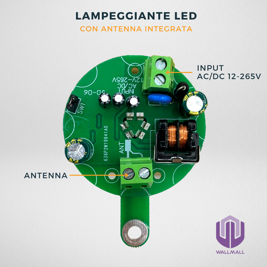 LAMPEGGIANTE LED 3Watt 12-265V, CON ANTENNA INTEGRATA, DA ESTERNO, PER  CANCELLO AUTOMATICO – WallMall – La tua casa in buone mani