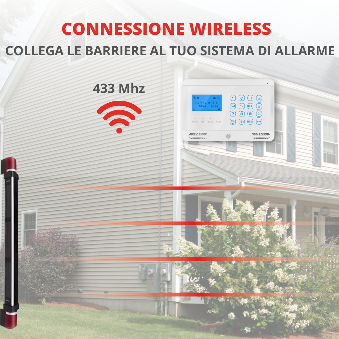 BARRIERE PERIMETRALI SOLARI INFRAROSSI A 4 FASCI 10M WIRELESS ANTIFURTO  ALLARME – WallMall – La tua casa in buone mani