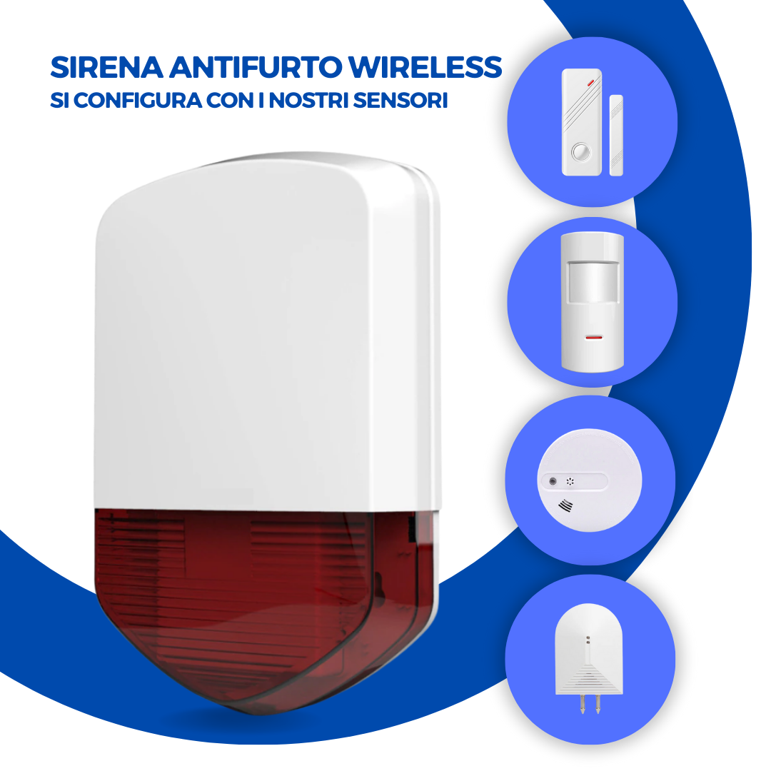 ALLARME SIRENA PER ESTERNO WIRELESS 110 DB 433 MHz – WallMall – La tua casa  in buone mani