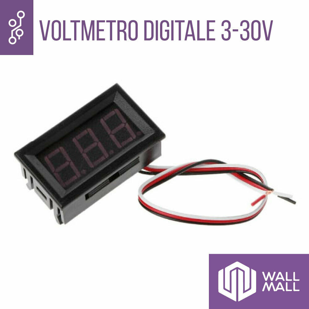 VOLTMETRO DIGITALE 3-30V LED ROSSO TENSIONE TESTER PANNELLO AUTO MOTO  CAMPER – WallMall – La tua casa in buone mani