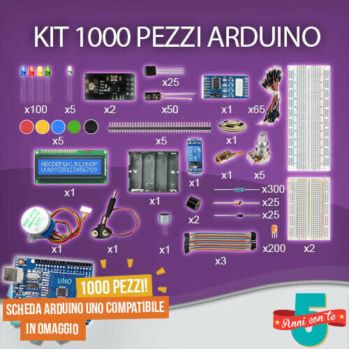 KIT 1000 PEZZI SENSORI CONDENSATORI RESISTENZE LED DIODI TRANSISTOR LCD  ARDUINO – WallMall – La tua casa in buone mani