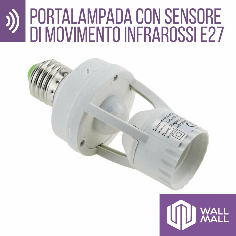 Interruttore crepuscolare per lampadina E27 con sensore a filo