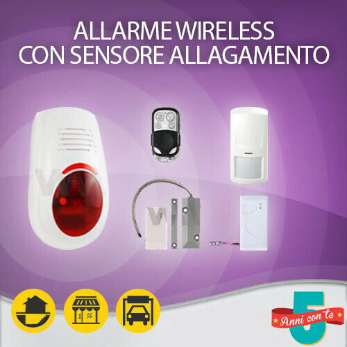 ANTIFURTO GARAGE ALLARME ALLAGAMENTO NEGOZIO CANTINA SIRENA WIRELESS E  SENSORI – WallMall – La tua casa in buone mani