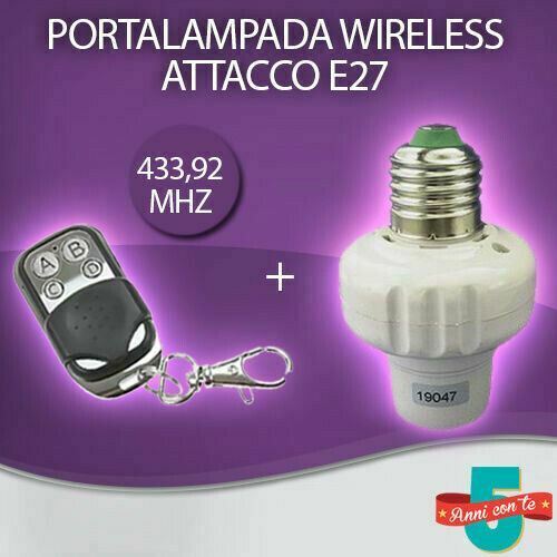 PORTALAMPADA E27 WIRELESS CON TELECOMANDO CASA GIARDINO UFFICIO