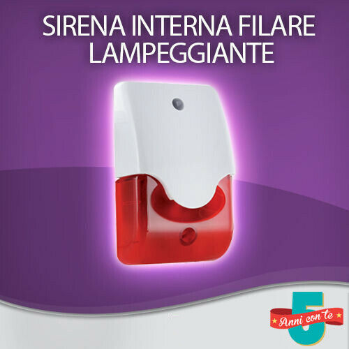 SIRENA FILARE PIEZO 120 DB INTERNO ESTERNO LAMPEGGIANTE ANTIFURTO ALLARME  CASA – WallMall – La tua casa in buone mani